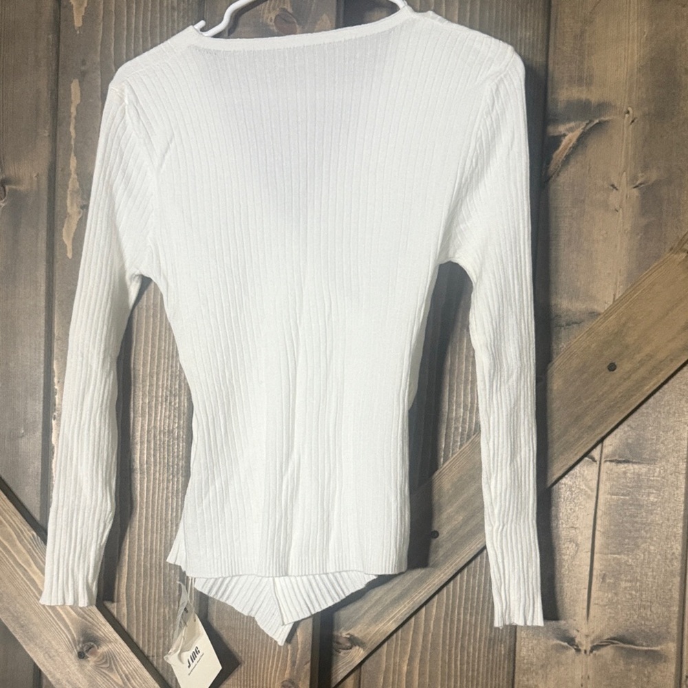J.ING Cream Ribbed V-Neck Bodysuit - Picture 4 of 4